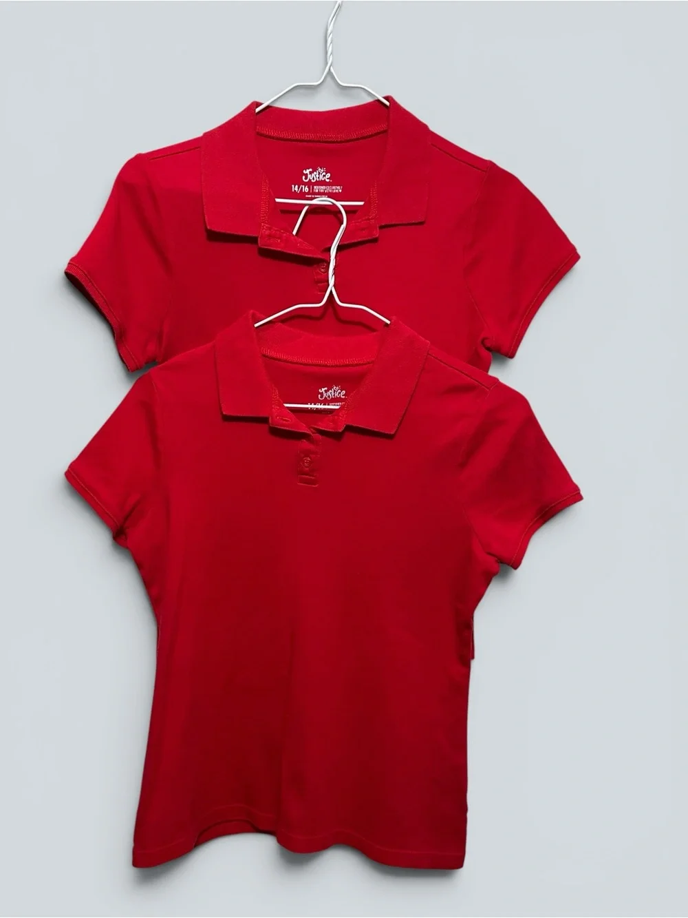 Justice Girls Red Short Sleeve Polo Tops (2-Pack)